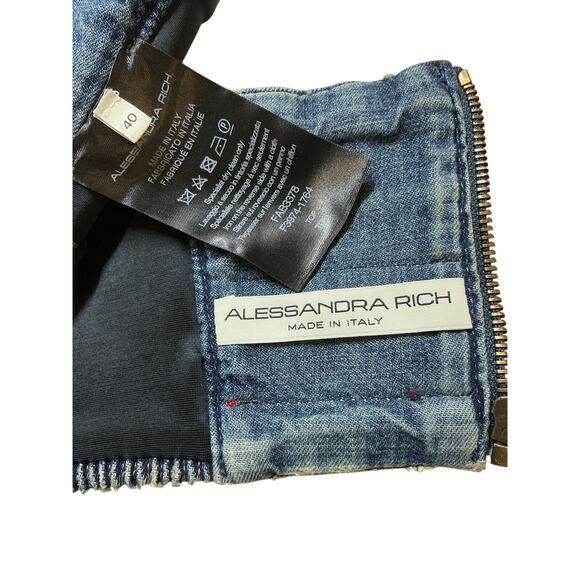 Alessandra Rich Embellished Blue Rose Halter Top Size 40 IT / US 4 - Picture 4 of 4